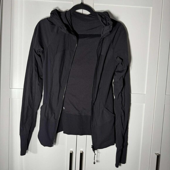 Lululemon athletica reversable Sweater Zipper hoodie pockets Black Size 6 - Picture 3 of 11